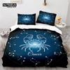 Twelve Constellation Bedding Set For Kids Child Girls Boys 3D Print Cancer Duvet Cover Mystery Galaxy Comforter Cover Pillowcase