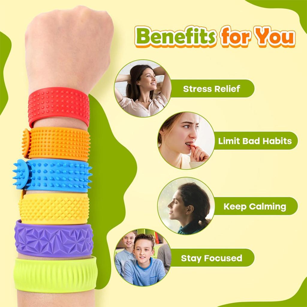6PCS Silicone Sensory Slap Wristband Kids Anxiety Calming Toy With Texture Design For Emotional Soothing Soothing Toy