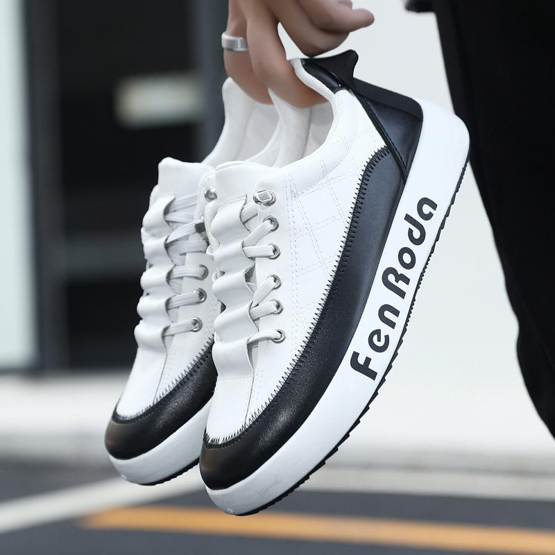 Осенние новые кожаные мужские туфли большого размера, спортивная повседневная студенческая обувь на шнуровке, мужская обувь большого размера 39 белый