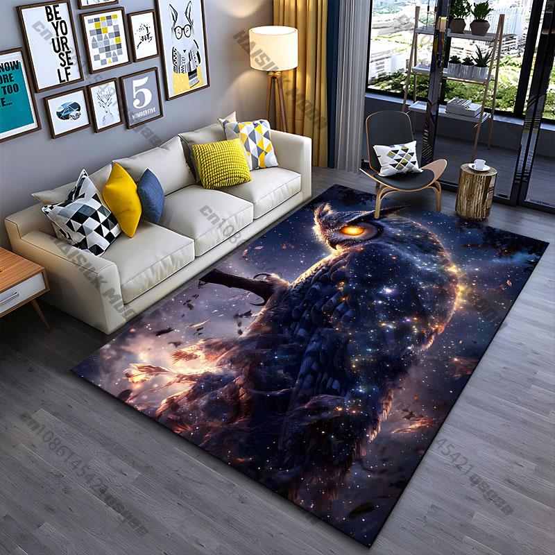 Mystical glowing owl cosmic aura carpet Yoga living room room decor children s crawling mat doormat area rug games mat 40x60cm