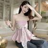 Pink Bow Tube Top Two Wear Women's Summer Pure Desire Sweet and Spicy Style Small Man Chest Wrap Inside Top Outside Wear