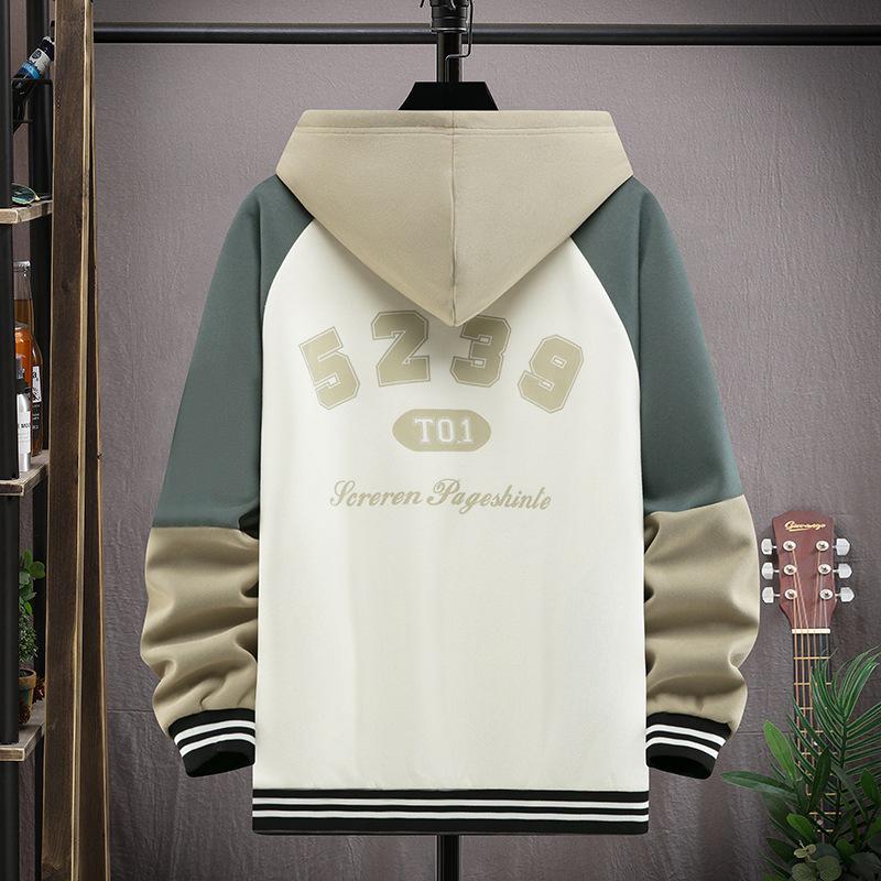 Youth Hooded Jacket for Teens - Spring/Autumn Color Block Cardigan Sweatshirt