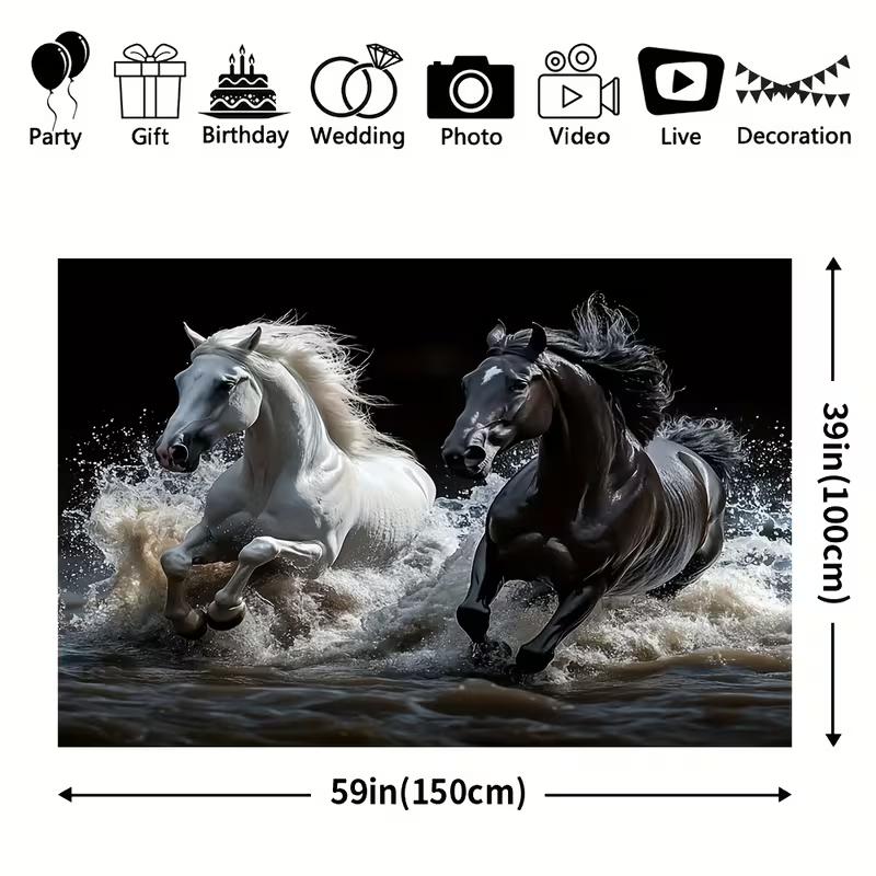 

2D Water Splash Horse Scene Backdrop for Photo Booth, Video and Live Broadcasts 47.2x31.5inch/120*80cm