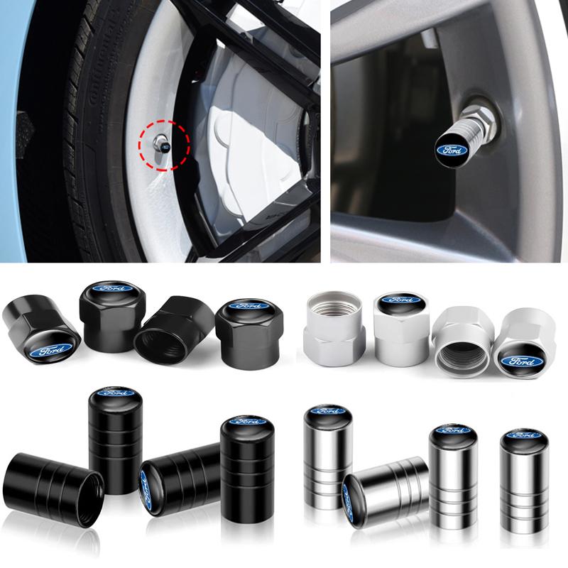 UZYJ9 4Pcs Car Aluminium Alloy Wheel Tire Valve Cover Caps For Ford Escape Kuga Mondeo Ecosport Fiesta Focus 2 3 Tyre Plug Accessories