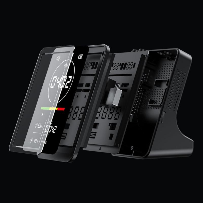 Multifunction Air Quality Monitor Measuring CO2 TVOC Temperature Humidity With Intelligent Alarm for Accurate Readings