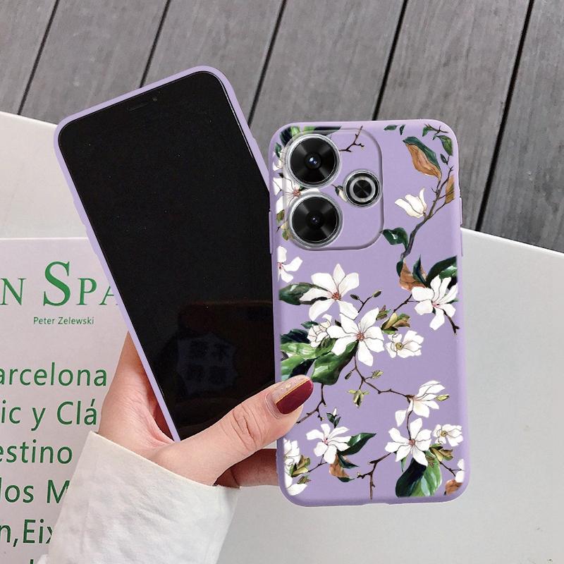 Flowers Soft silikonové pouzdro pro Samsung A55 A35 M35 S24 Xiaomi Redmi Note 13 Pro 13C 14 Poco C65 iPhone Huawei Honor 200 Realme Camera Shockproof Cover