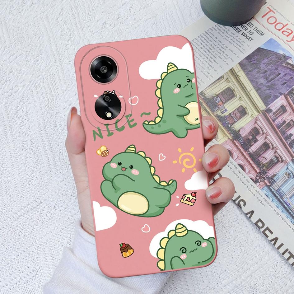 Schutzhüllen für Oppo A15 A1K A7 A35 A55 A1 A52 A11, süßes Dinosaurier-Muster, weiches, glattes Flüssigsilikon, hochwertige Anti-Fingerabdruck-Hülle für Oppo Capa