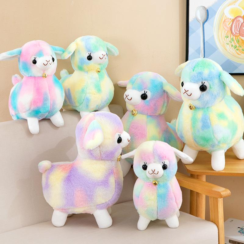 New colorful lamb doll plush toy cute alpaca doll throw pillow children's birthday gift grab machine doll