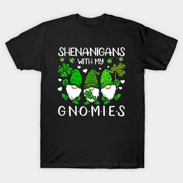 Men Black Print T-shirt Shenanigans With My Gnomies St Patrick S Day Gnome Lovers No-Cut Transfer Paper Print Cotton Tshirt L