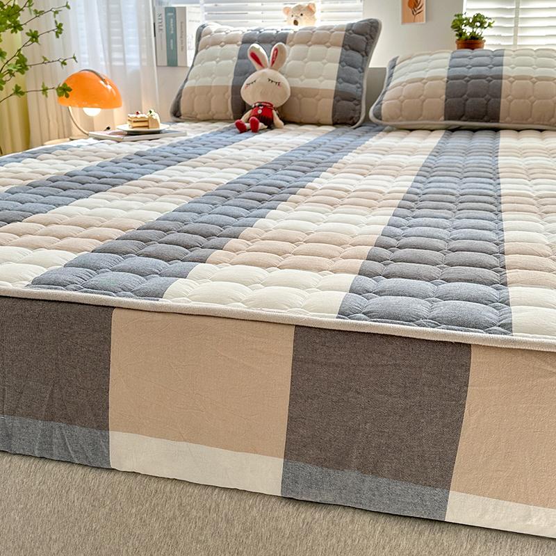 Sleeping Grid Skin Friendly Pure Cotton Thick Bed Sheet