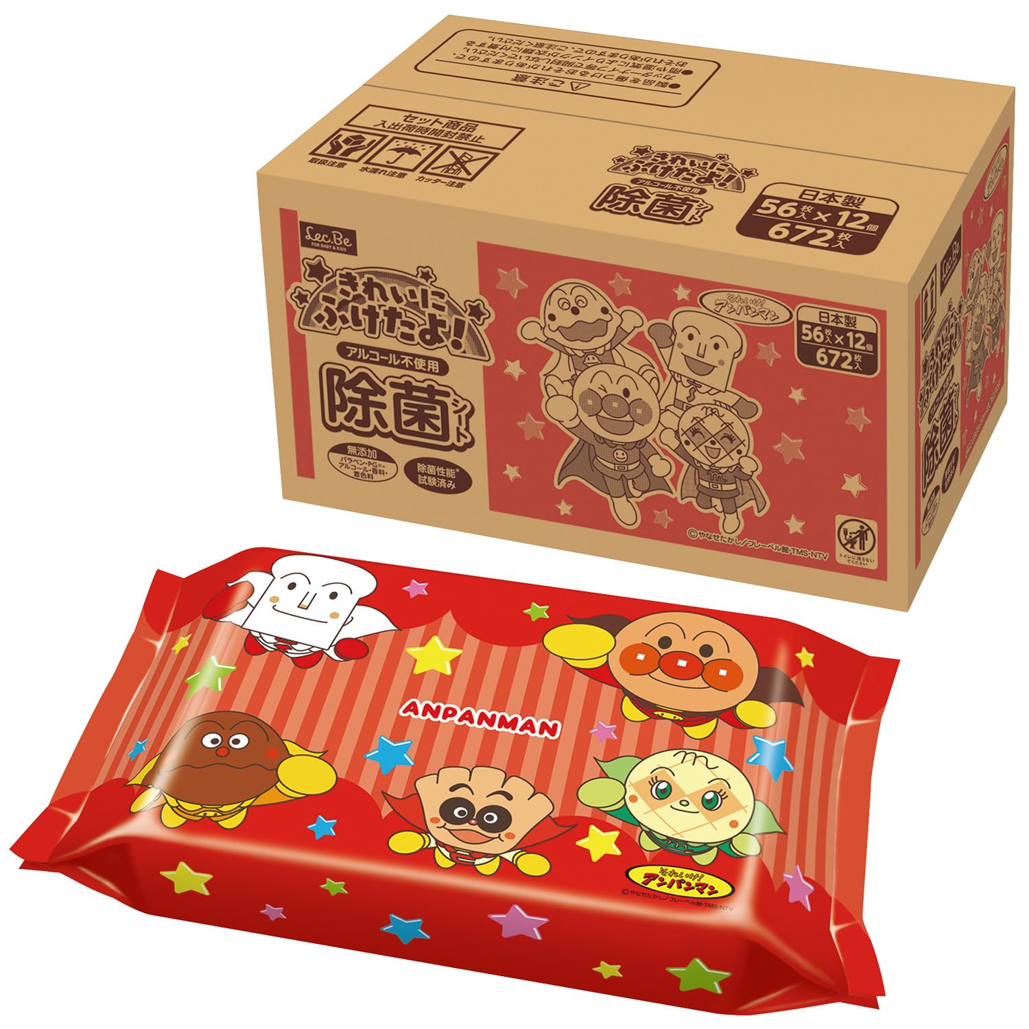 

LEC Anpanman Disinfecting Wipes sheets x 12 Made in Japan Weak Acid Tested for Disinfection Performance Non-Alcohol (56 packs) / /