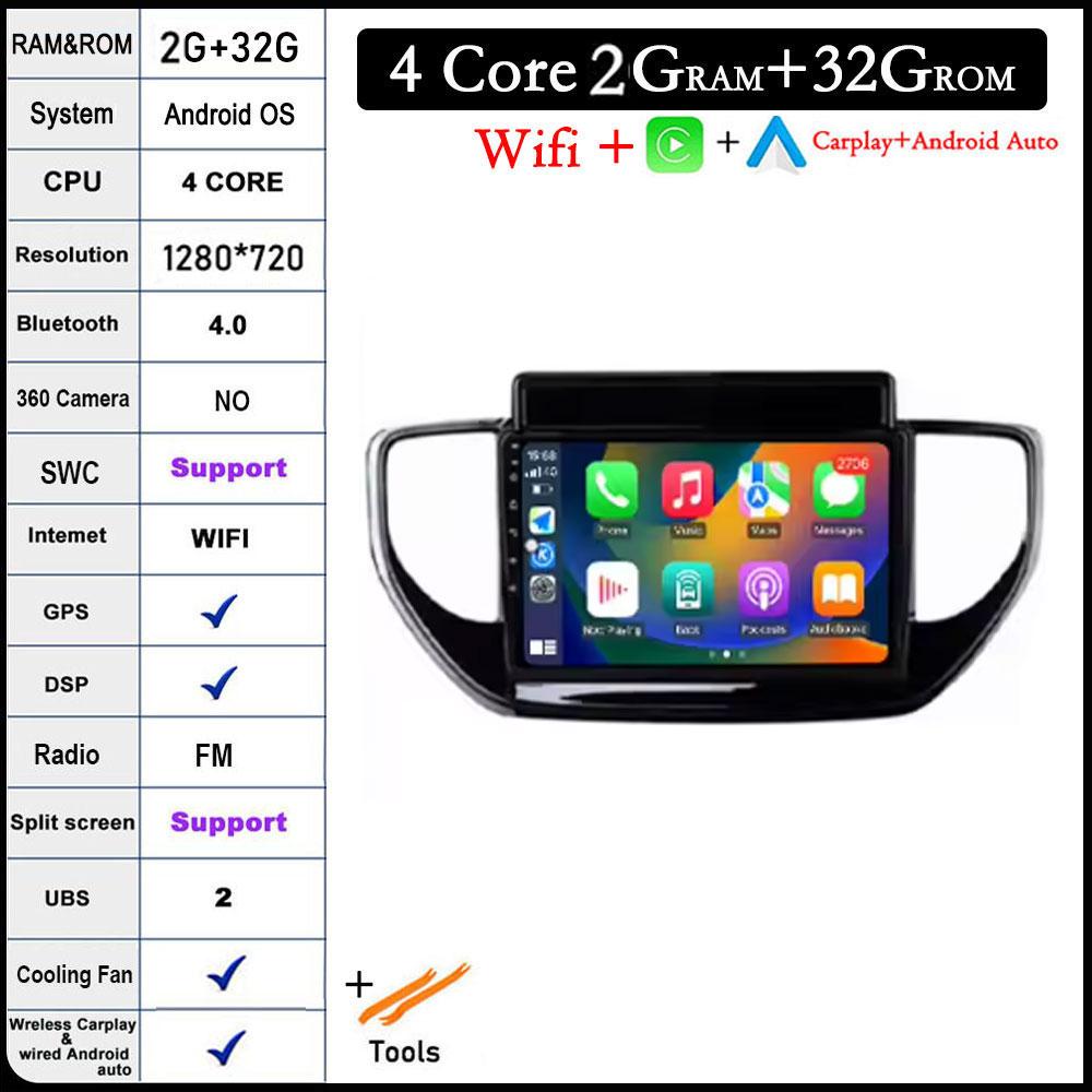 

9-дюймовый экран для Hyundai Solaris Accent 2 II 2020-2021, автомобильное радио, мультимедиа, видеоплеер, навигация, GPS, 4G+WIFI, стерео, автоматический DSP-экран