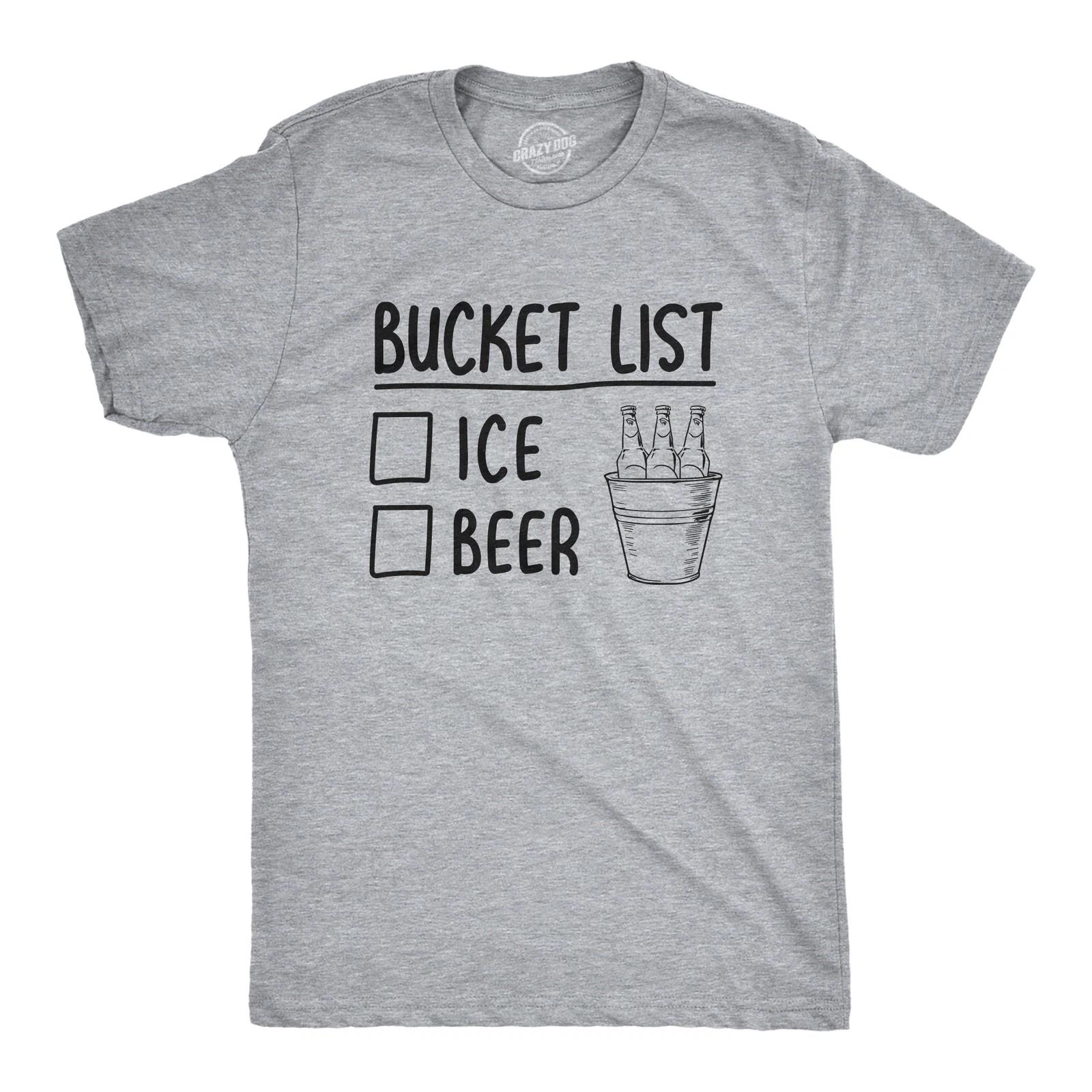 Mens Bucket List Ice Beer T shirt Funny Drinking Lover Novelty Cool Graphic Tee XXXL