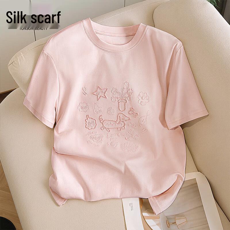 Sibaish Women s Embroidered Round Neck Short Sleeve T-Shirt L