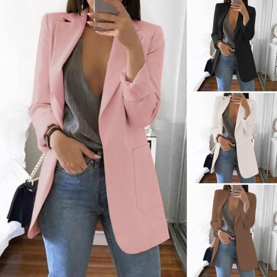 Kvinner Dress Kåpe Lapel Langermet Åpen Front Dress Jakke Ensfarget Urban stil Vår Høst Business Yttertøy