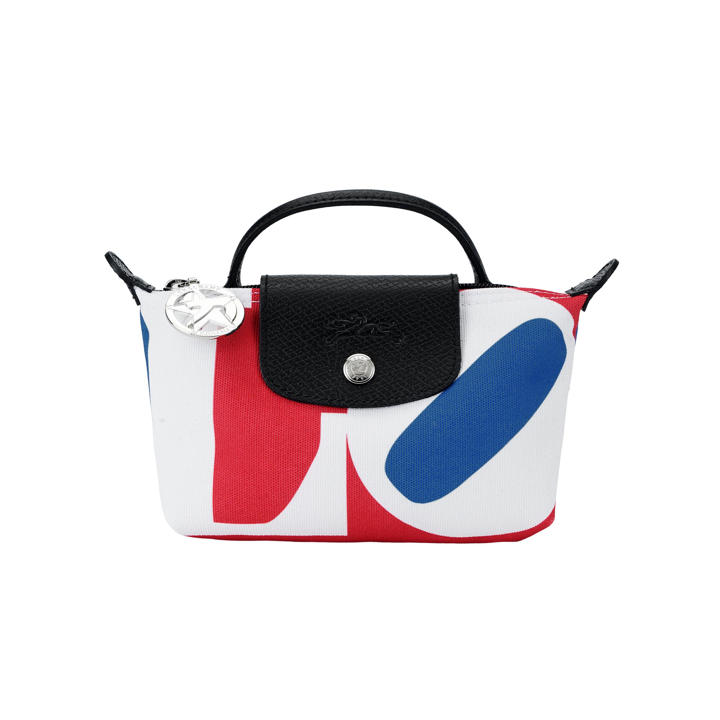 Longchamp X Robert Indiana Collaboration Logo Button Zipper Minimalist Fabric Dumpling Tote Bag Mini Women Tote Bags White 34175BBA007 White