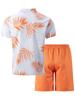 2025 Men's Beach Digital Print Zipper Polo & Shorts Set