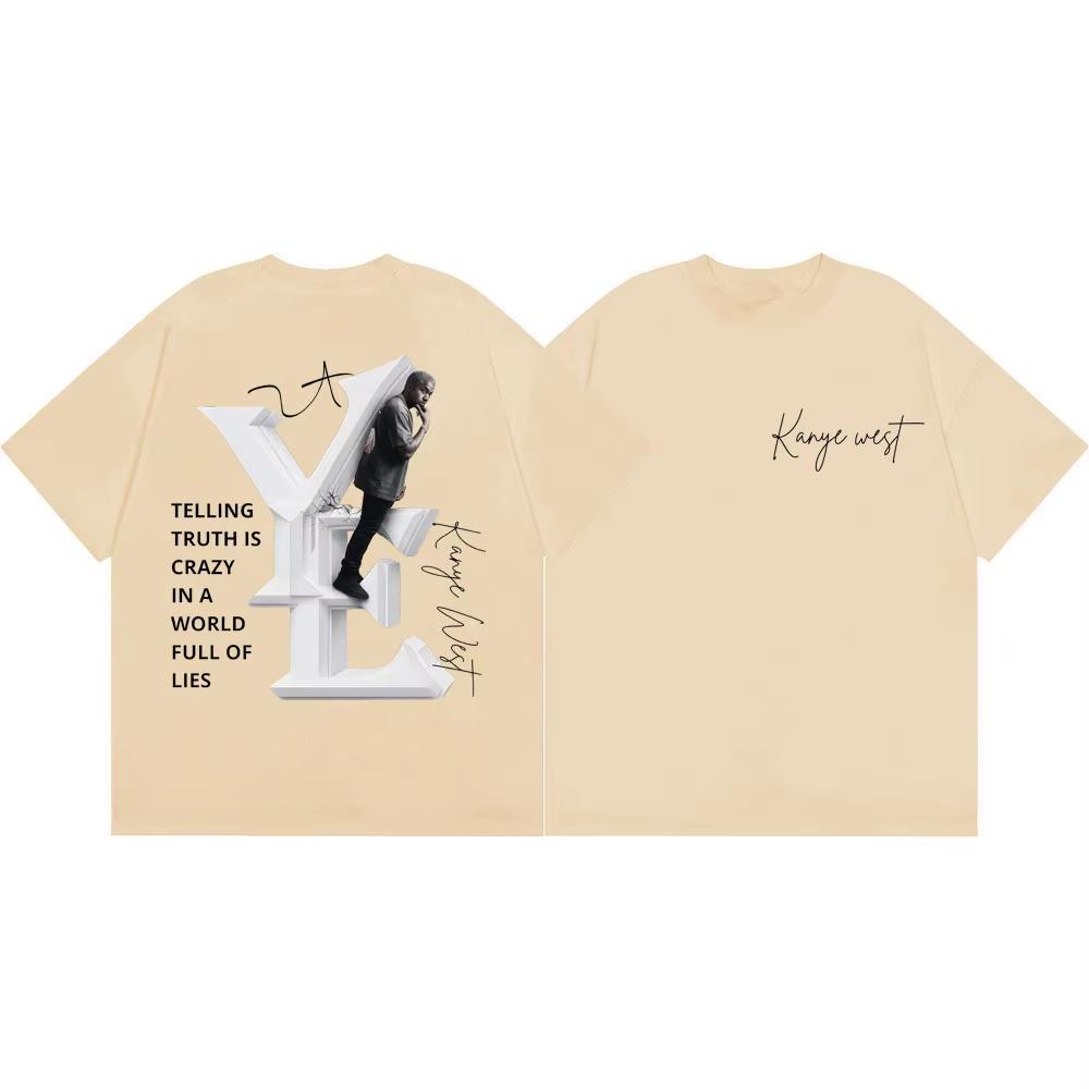 Rapper Kanye West Merch Telling Truth Is Crazy Printed Unisex T Shirt Cotton Mens Womens Popular Fashion HipHop Fan Tshirt
