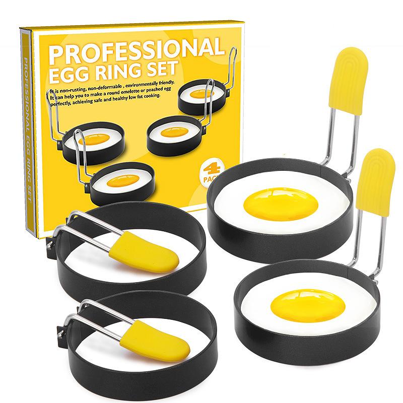 2/4Pcs Egg Rings Fried Egg Mold Metal Pancake Omelette Shaper Round Egg Cooker Mold Kitchen Gadgets Cooking Tools for Frying Egg