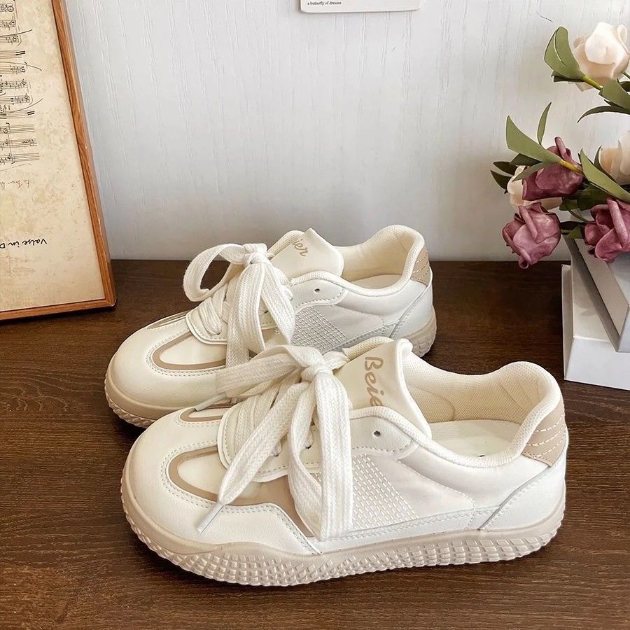 High-value pink board shoes women's tide spring and autumn niche design splicing casual ins tide
