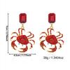 Light Luxury Full Rhinestone Crab Pendant Earrings for Women Exaggerated Sea Animal Earrings Summer Vacation Beach Jewelry
