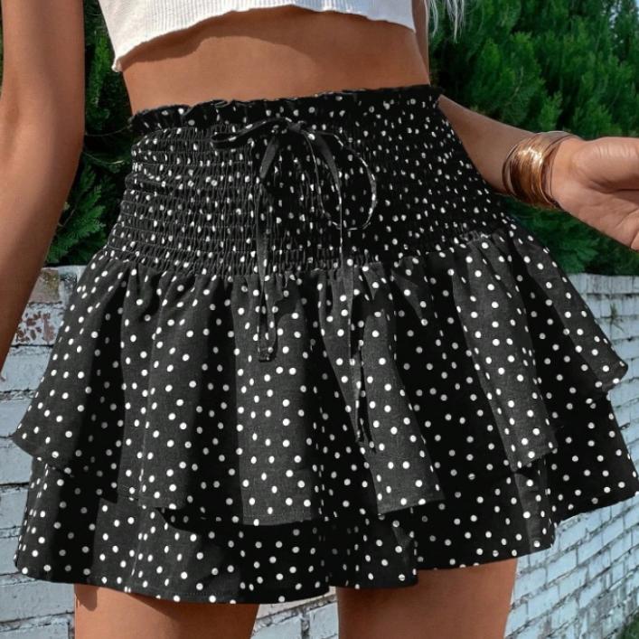 Modischer Blumenrock für Damen, Faltenrock, Rüschen, bedruckt, kurzer Rock