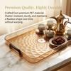 PET Plastic Serving Tray with Handles Clear Food Trays for Eating Diamond Texture Nesting Tea Serving Dishes Platter Tableware