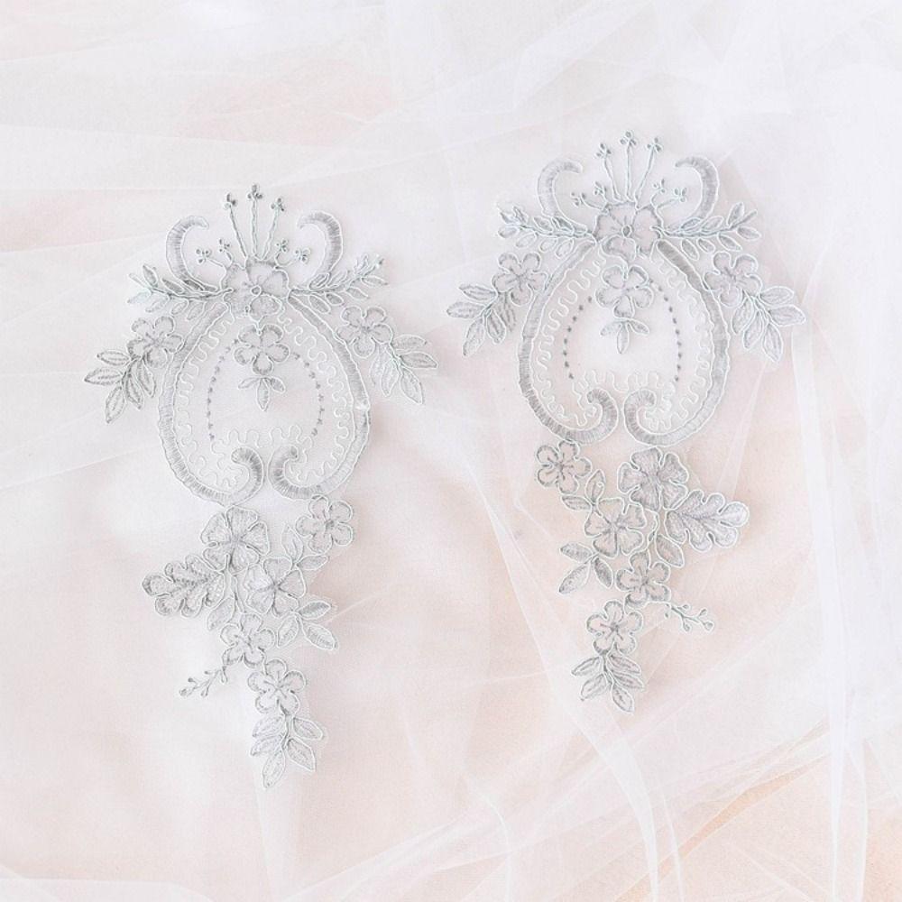 2pcs Organza Fabric Lace Applique Patch Handmade Craft DIY Sewing Lace Accessories  Quilting