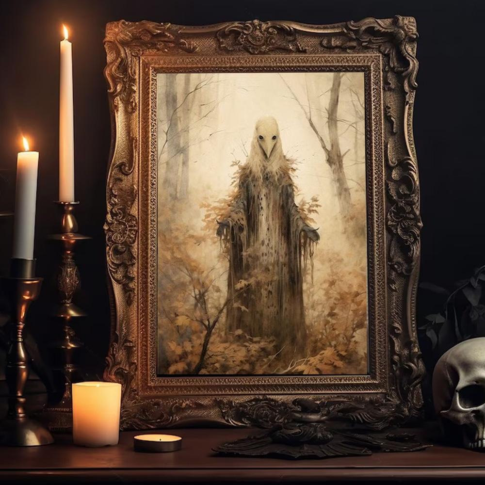 Dark Academia Art Witch's Black Cat Poster Prints For Gallery Home Decor Gothic Crow Haunted House Canvas Painting Wall Art