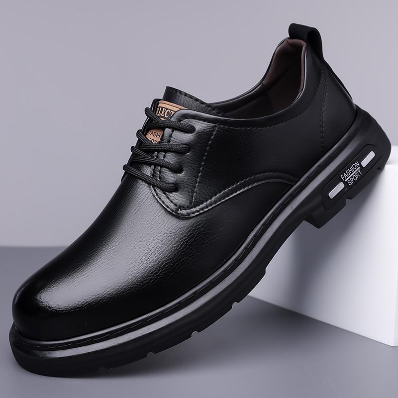 

Ретро Новая мужская кожаная обувь Ручной работы Деловая Повседневная Рабочая одежда Мужская обувь Однотонная На шнуровке Мягкая подошва Дышащая Спортивная обувь 38 чёрный