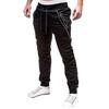 Plus Size Men Sporty Solid Color Waist Drawstring Pockets Ankle Tied Long Pants