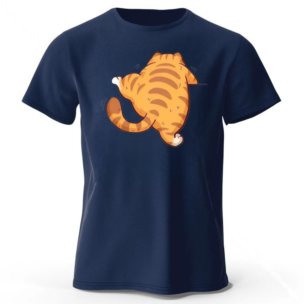 New Creative Vanished Orange Cat Cotton Short Sleeved Summer MensWomens Comfortable Loose Large Running Fitness Tshirt Top