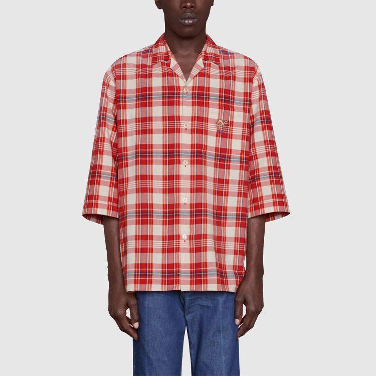 Gucci Shirts Men's Red Lapel Moderate Shirt 653446-ZAG0O-6172