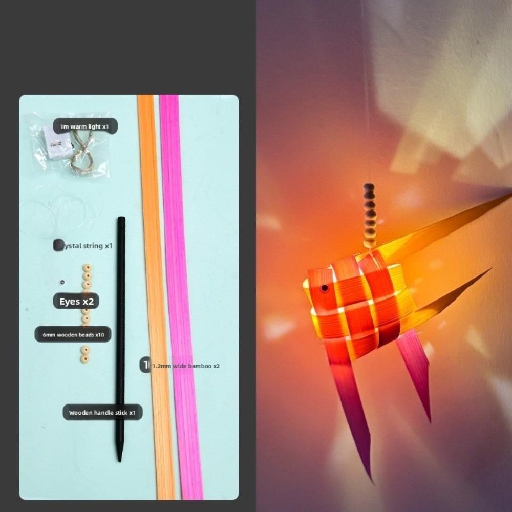 Hand-Woven Portable Koi Lantern Crafts Mid-autumn Festival LED Light Room Decorations