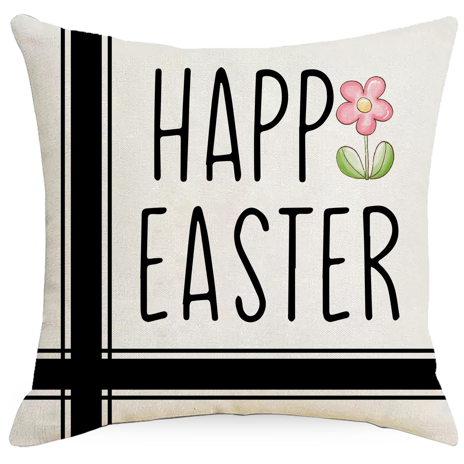 

Пасхальная наволочка Черно-белая полосатая кролик Пасхальное яйцо с принтом Льняная наволочка Подушка для дивана 45 * 45Cm without pillow core