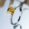 Charm Damen Pink Gelber Stein Quadratischer Ring Silberfarbe Niedliches Geschenk Hochzeits Schmuck Für Frauen