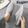 Fashion Men Casual Shoes Slip on Lightweight Loafers Half Slippers Men Sandals Breathable Canvas Fisherman Linen Cloth Loafers Summer