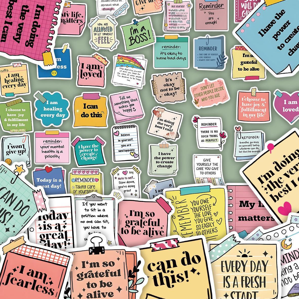 50 Motivational Self-Affirmation Graffiti Stickers for Notebooks, Luggage, and DIY Projects