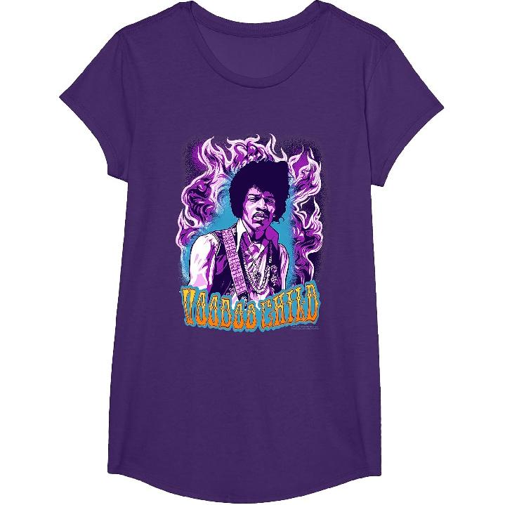 Jimi Hendrix Voodoo Child Psychedelic Purple Flames Band T-Shirt