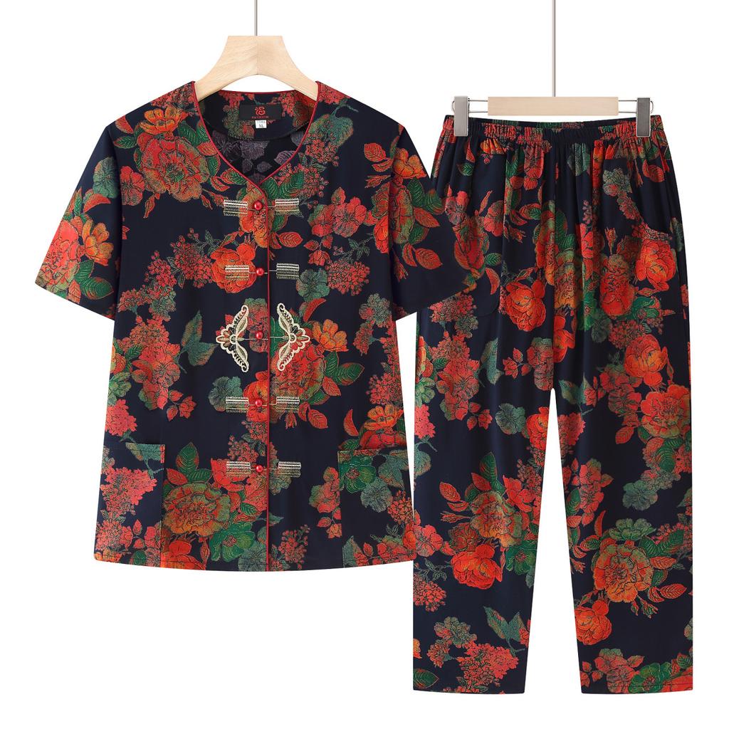 Ältere Mode Sommerkleidung Damen Sommer Bequemer Atmungsaktiver Anzug Strickjacke