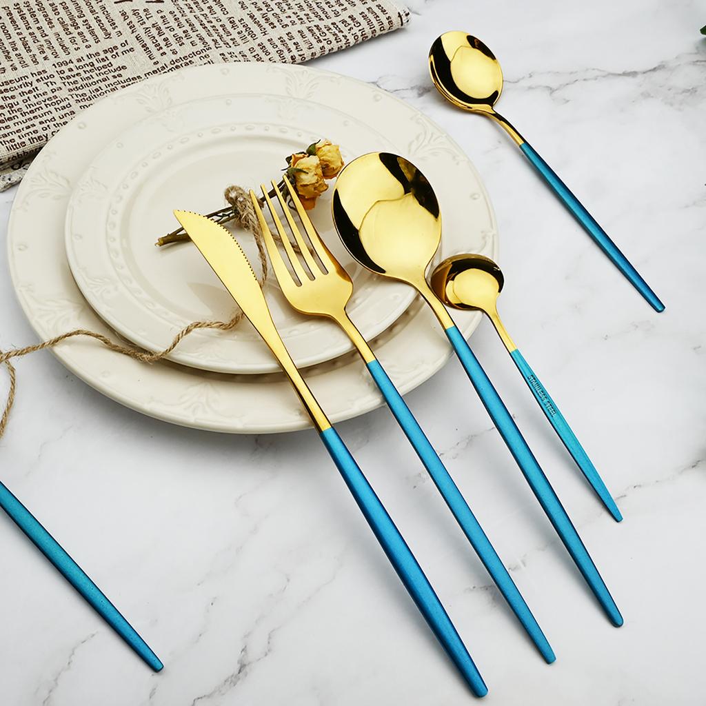 6 ks Bílé zlato Sada zrcadlových příborů Nůž Vidlička Kávová lžička Sada příborů Sada nádobí z nerezové oceli Sada kuchyňského nádobí Sada příborů