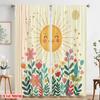 2pcs 2D Flat Printing Window Curtains Cute Sun Flower Starlight Polyester Without Electricity All Season Party & Holiday Decor