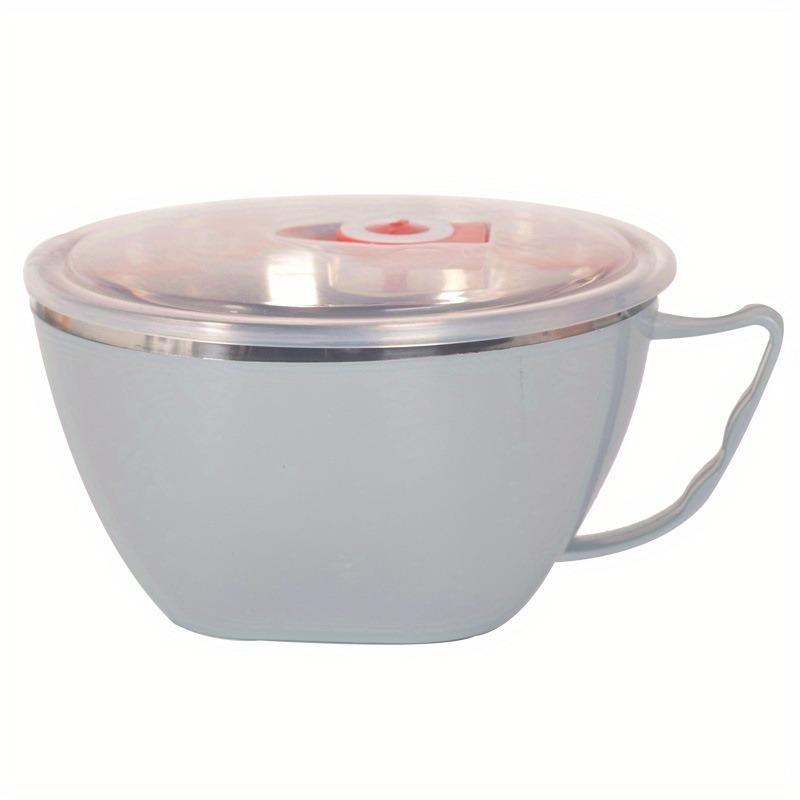 1PC Noodle Bowl with Handle Solid Stainless Steel Lid Food Container Rice Bowl Soup Bowls Instant Noodles Mixing Bowl
