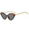 Retro Cat Eye Colorful Sunglasses Women Brand Designer Trending Men Metal Chain Shades UV400 Dark Green Sun Glasses