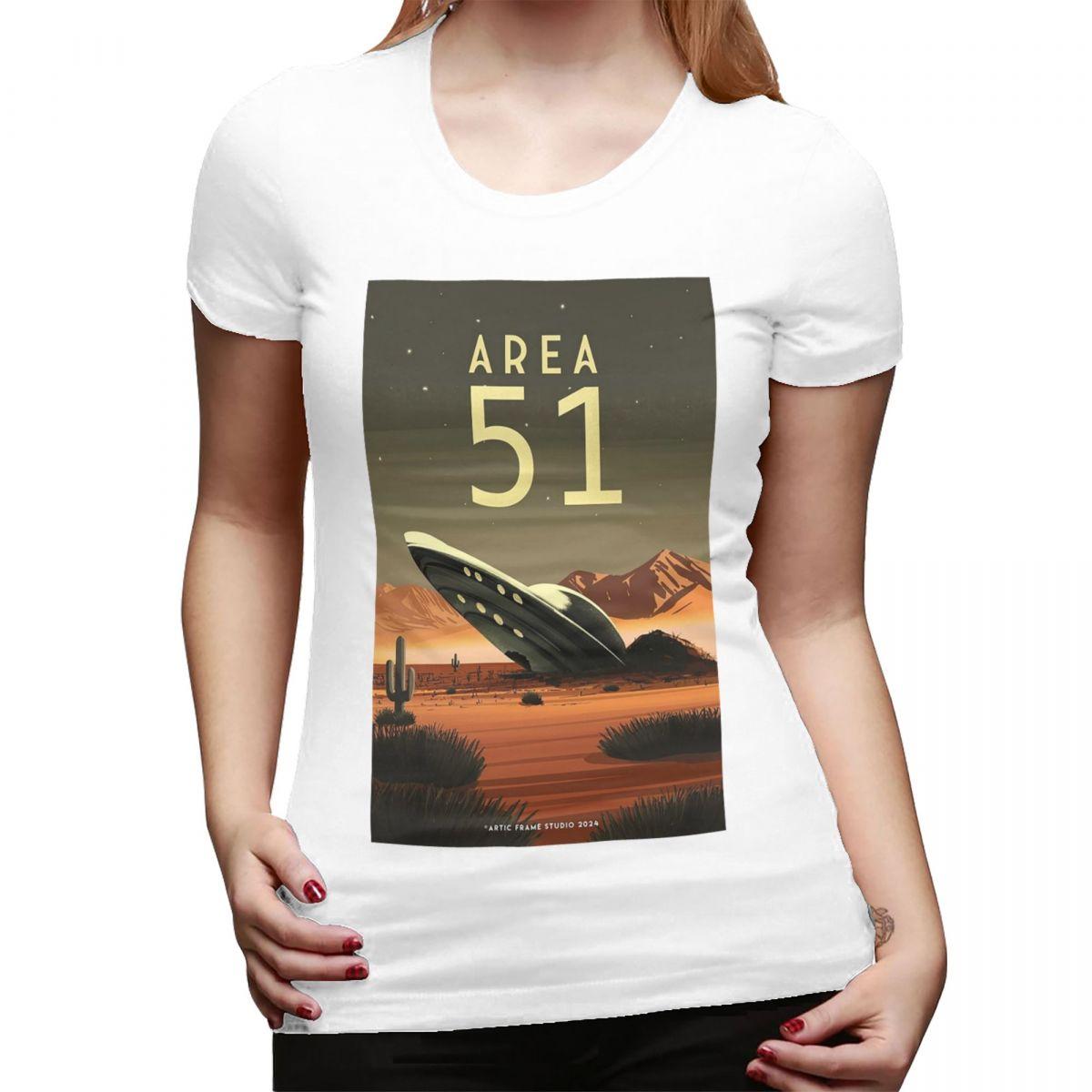 

Roswell New Mexico Desert Area 51 Poster TShirt for Women Round Neck Streetwear T Shirts Womens Tees Short Clothes Tops S