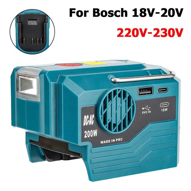 AC 220V For Makita/Ryobi/Bosch/Dewalt/Milwaukee 18V Lithium Battery Outdoor Inverter Generator 200W Inverter Power LED