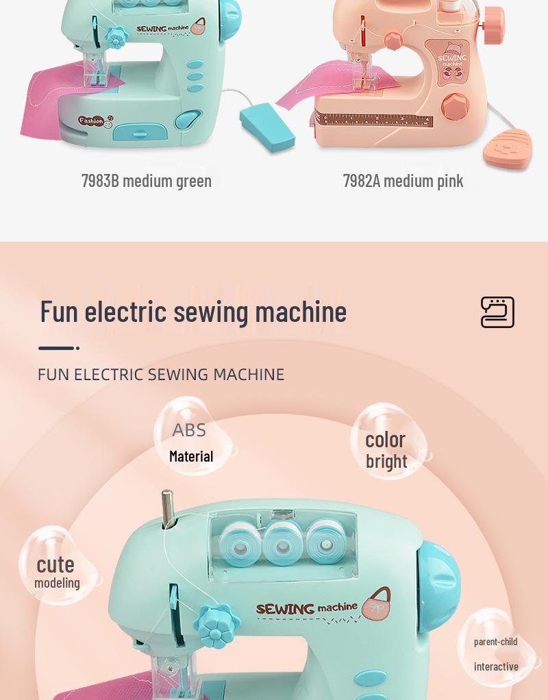 Electric Sewing Machine Toy for Kids: Mini Pretend Play Appliance for Girls, Kindergarten Fun, Parent-Child Handmade Activity