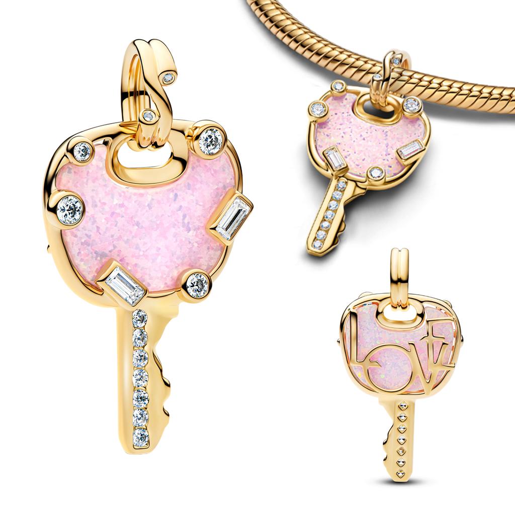 925 Silver Lock Key Charms Butterfly Treasure Love Slogan Heart Multi Tone Moon Beaded Bracelet Jewelry Gift for Women