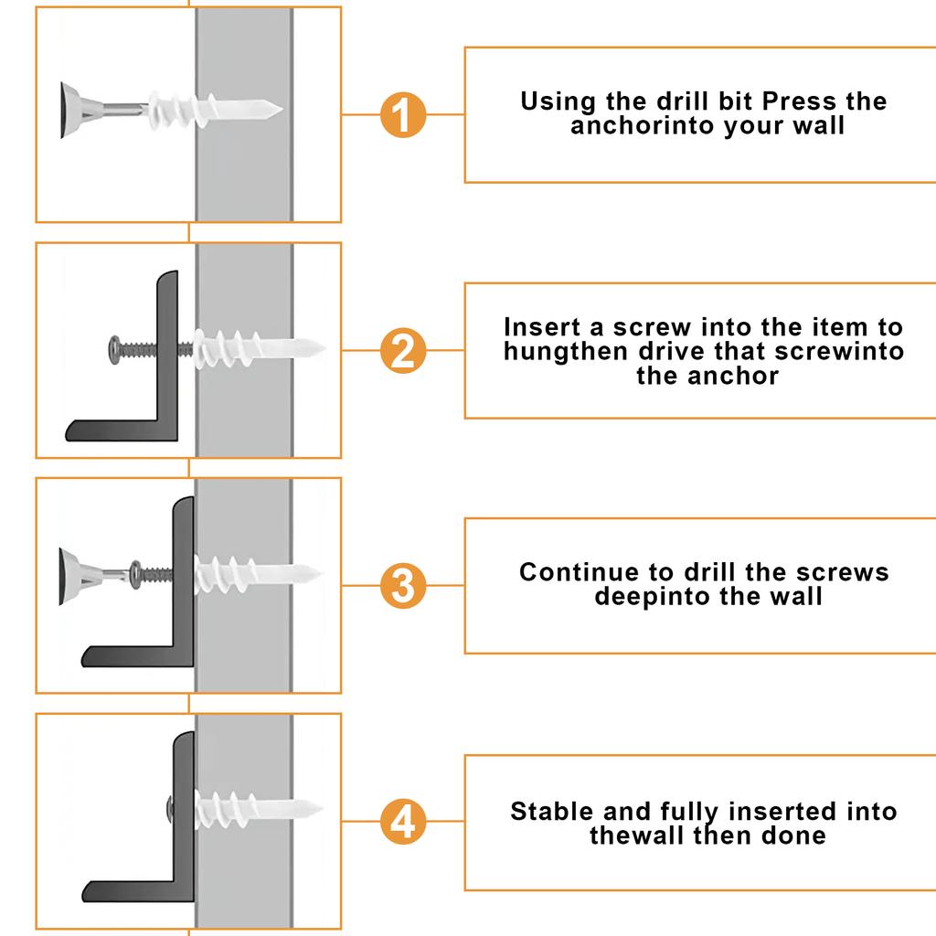 Набір самосвердлильних розпірних гвинтів із 66 шт., блокування стіни, самосвердління, гвинтова втулка, анкер для гіпсокартону