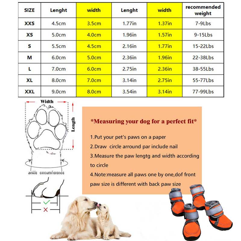 Big Dog Shoes Winter Pet Puppies Footwear Rain Snow Waterproof Booties Anti-Slip Shoes for Small Large Dogs Pet Products